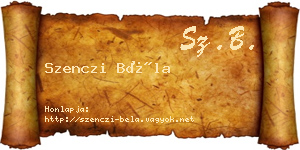 Szenczi Béla névjegykártya