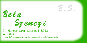 bela szenczi business card